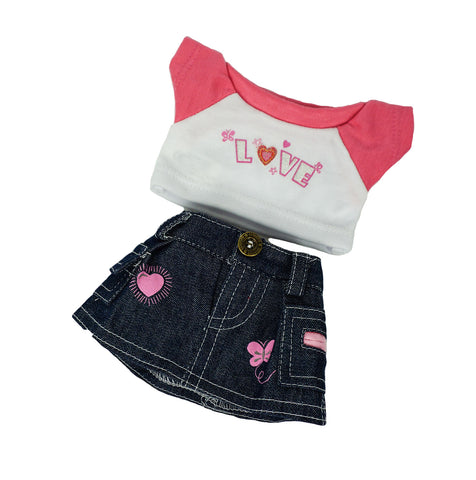 Love T-Shirt & Jean Skirt (8")